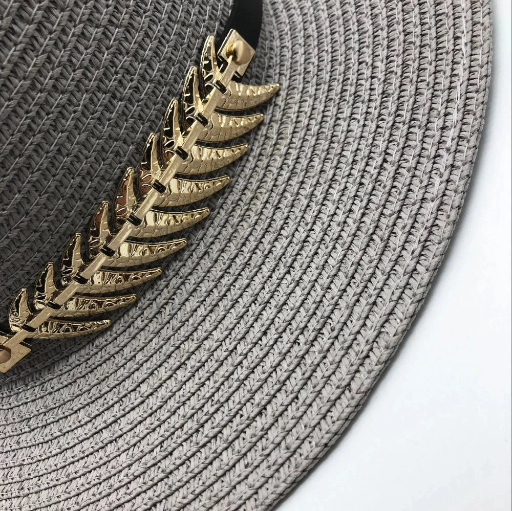 Hot Sell wide rig zomer strand zand zon hoed vrouwen mannen panama vintage fedora straw hoed mannen Britse stijl zonneschade stropcaps
