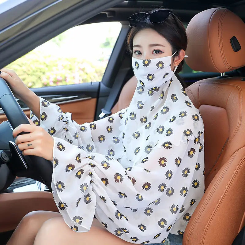 Châle à imprimé floral de mode pour femmes glace de soie anti-ultraviolet