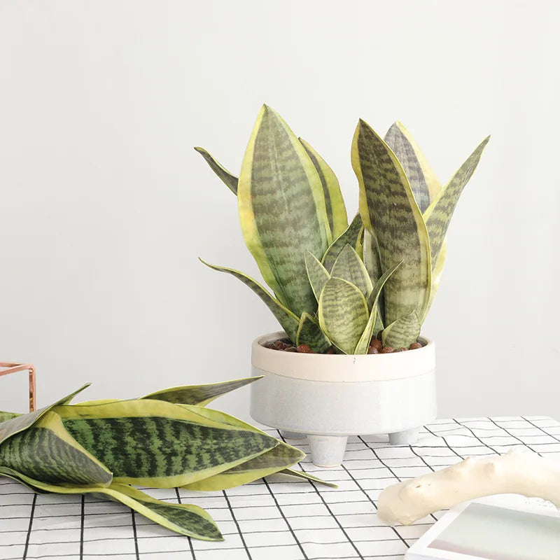 21CM-68CMArtificial Tiger Piran Plants Tropical Plastic Long Leaves Flower Arrangement Material Hotel Office Desktop Home Deco