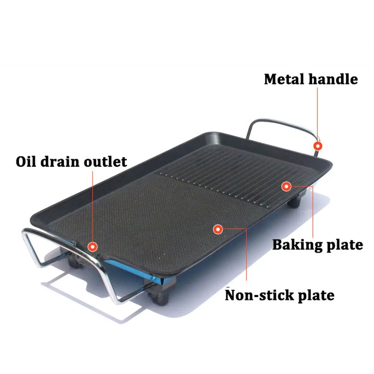1300w Non Stick rafmagns BBQ grill reyklaus grillvél
