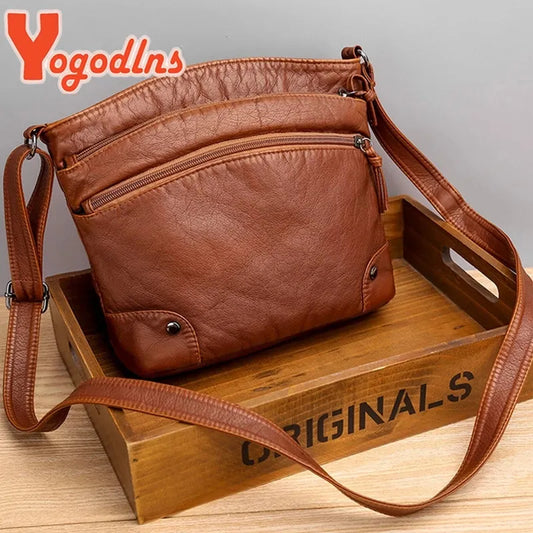 Jogodlny vintage mäkké kožené taška na rameno PU Female Zipper Messenger Kabelka Značky módne vedro Bag Cascur Lady Femin
