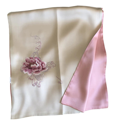 Peony 100% lenço de seda Mulheres bordadas moda elegante pashmina embrulhando um xale de lenço de seda real