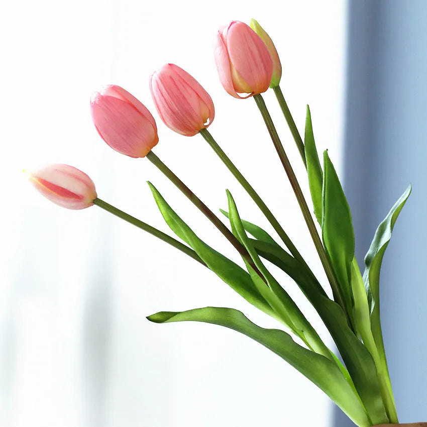 Luxo Silicone Touch Tulips Tulips Bouquet Decorativo Flores Artificiais Decoração de Flores Artificiales