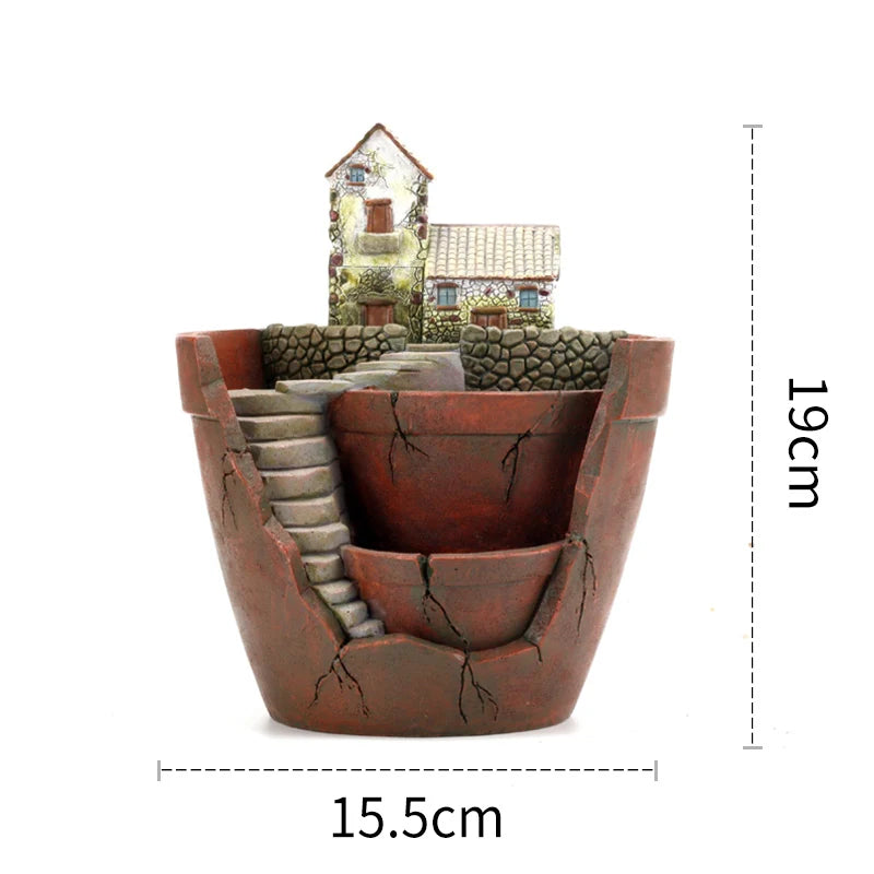 Retro Bauernhaus Blumentopf für Sukkulenten Pflanzen, dekorative Pflanzer Mini Bonsai Flowerpot Fairy Garden Home Desktop Dekoration