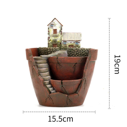 Retro Bauernhaus Blumentopf für Sukkulenten Pflanzen, dekorative Pflanzer Mini Bonsai Flowerpot Fairy Garden Home Desktop Dekoration