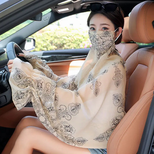 Domens Summer Fashion Floral Print Shal Ice Silk Anti-Ultraviolet Sleeve Veil Suit Driving Cycling Sun Protection Arm Warmers