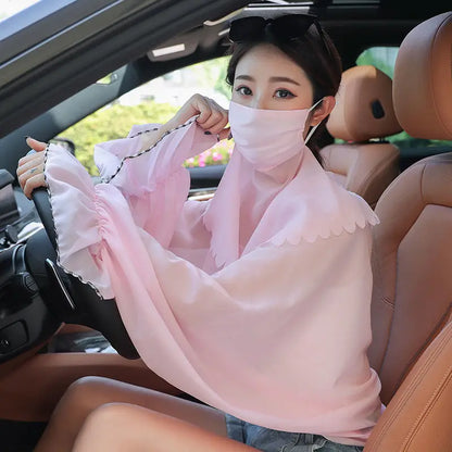 Châle à imprimé floral de mode pour femmes glace de soie anti-ultraviolet