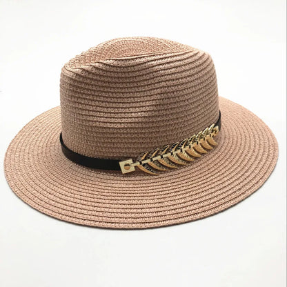 Hot Sell wide rig zomer strand zand zon hoed vrouwen mannen panama vintage fedora straw hoed mannen Britse stijl zonneschade stropcaps