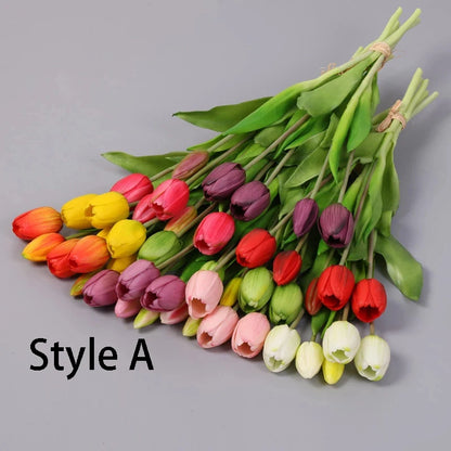 5pcs/buchet Nou Silicon Tulip Artificial Floare reală atingere Fake Flower Buchet pentru decorația de nuntă Flori Acasă Garen Decor
