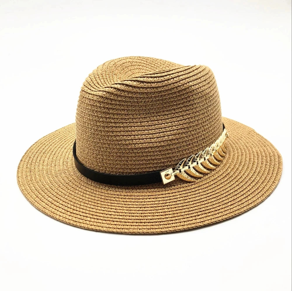 Hot Sell wide rig zomer strand zand zon hoed vrouwen mannen panama vintage fedora straw hoed mannen Britse stijl zonneschade stropcaps
