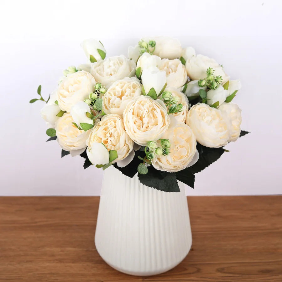 30cm roz roz roz buchet buquet buget flori artificiale 5 capete mari