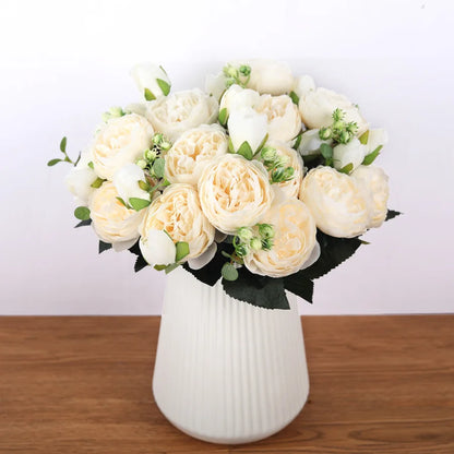30cm roz roz roz buchet buquet buget flori artificiale 5 capete mari