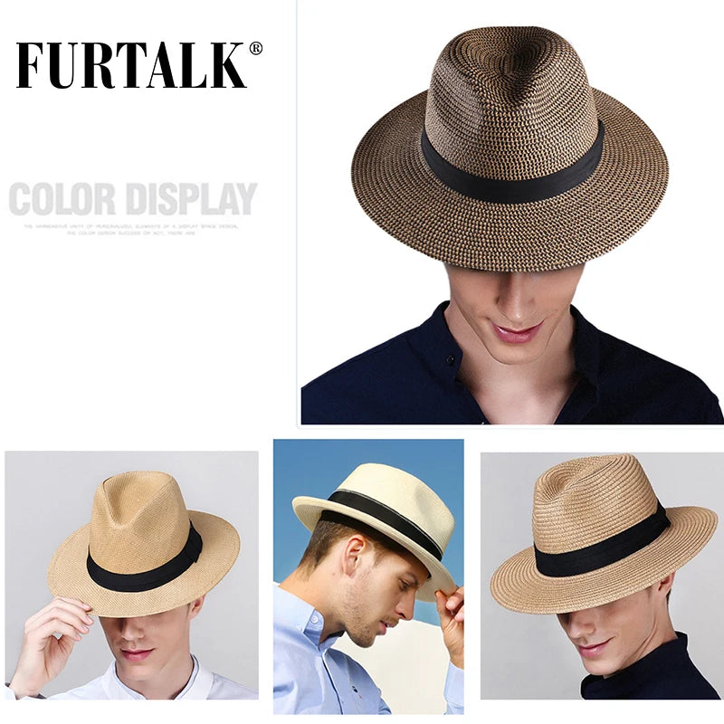 Furtalk Summer Hat pour femmes hommes Panama Chapeaux de paille Voyage de la plage de la plage