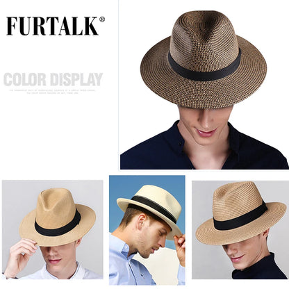 Furtalk Summer Hat pour femmes hommes Panama Chapeaux de paille Voyage de la plage de la plage