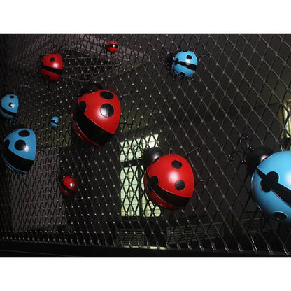Iron Ladybug Metal Animal Hanging Wall Art Hanger Decoración del hogar del jardín al aire libre, 10 cm