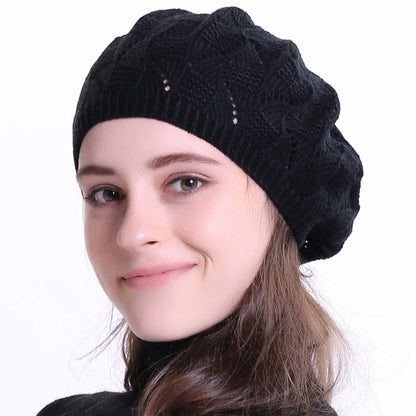 Geebro Women's Plain Kolor Dzian Beret Hat Ladies Francus