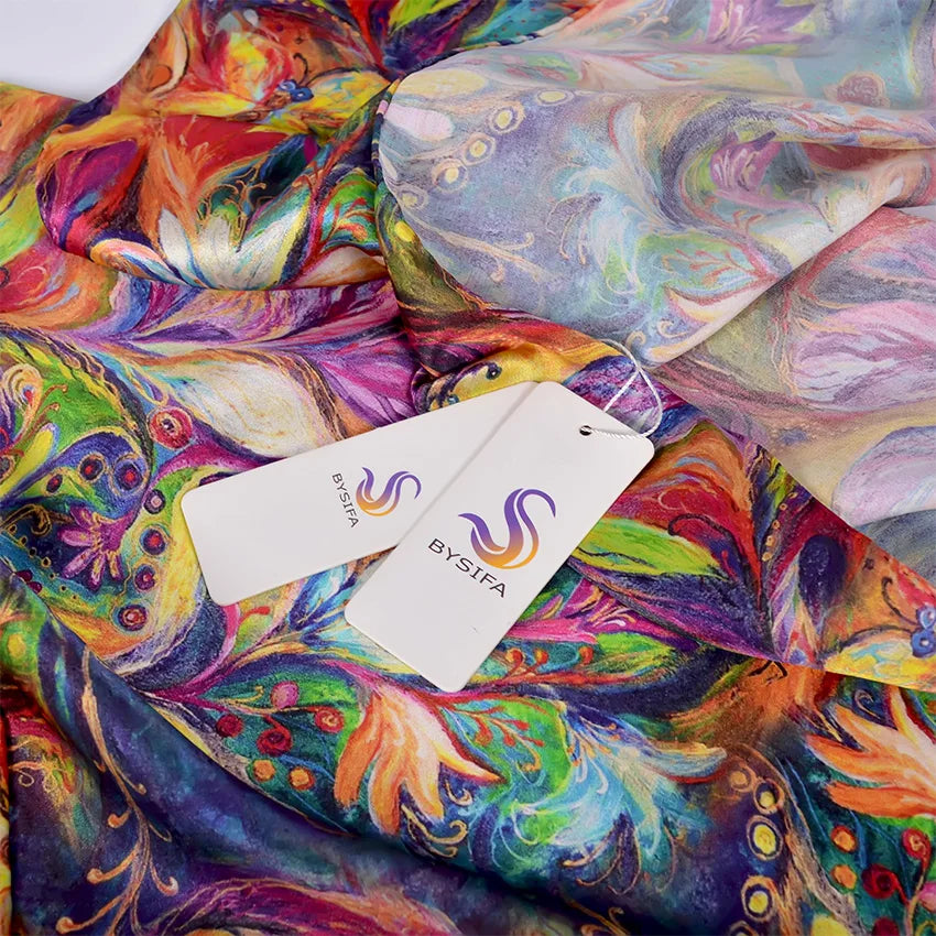 [BYSIFA] Nuovo scialle di sciarpa di seta pura di lusso Donne Spring Autumn Autunno Long Ladies Brand 100% SCARF FOULARD DI SALK 175*52CM