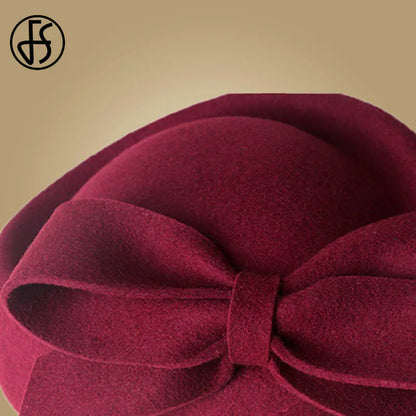 FS Women Church Fascinators chapéus pretos de lã vintage Casamento de pillbox Tea Party Hap