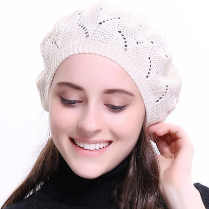 Geebro ženske obične boje pletene beretke dame francuski umjetnik Beanie Beret šeširi proljeće ležerne tanke akrilne beretke za žene