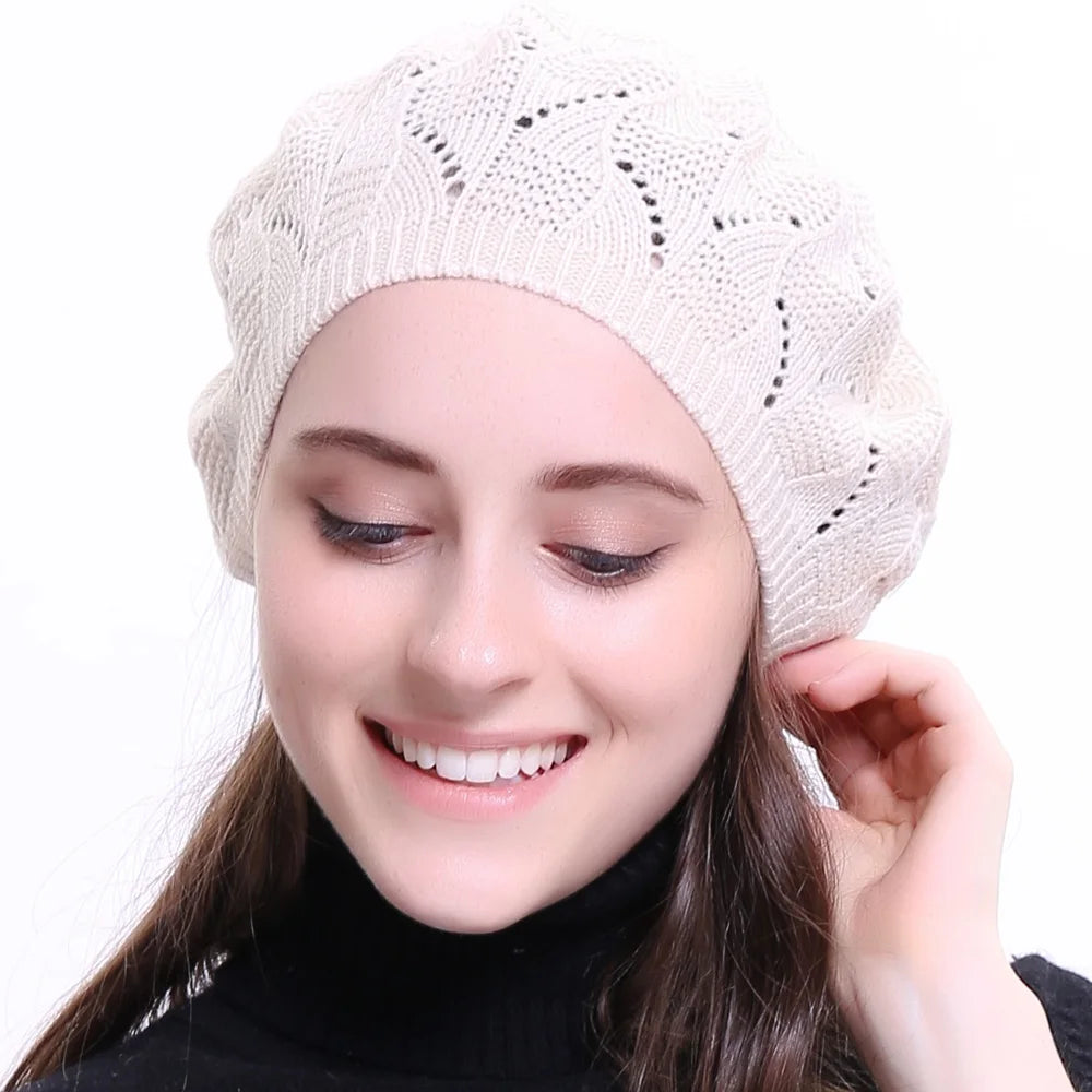 Geebro Women's Plain Kolor Dzian Beret Hat Ladies Francus