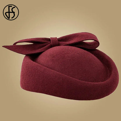 FS Women Church Fascinators chapéus pretos de lã vintage Casamento de pillbox Tea Party Hap