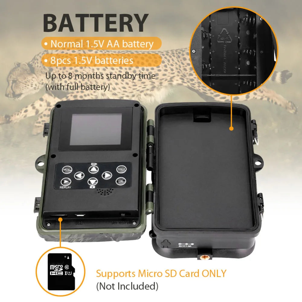 Caméra de chasse Wild Trail Cameras HC801A 16MP 1080P IP65 PHOT TRAP WILDLIFE Surveillance Cams Scout Tracking