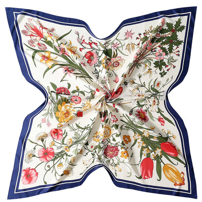 130 cm 100% Twill Seidenschals Luxus Blumenquadratschal
