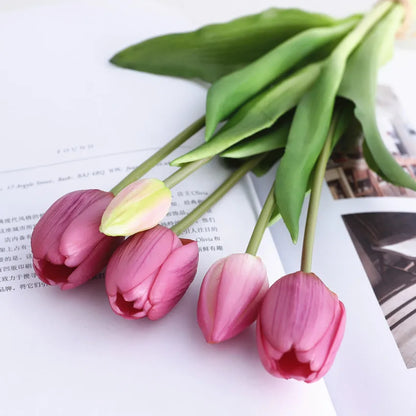 Luxo Silicone Touch Tulips Tulips Bouquet Decorativo Flores Artificiais Decoração de Flores Artificiales