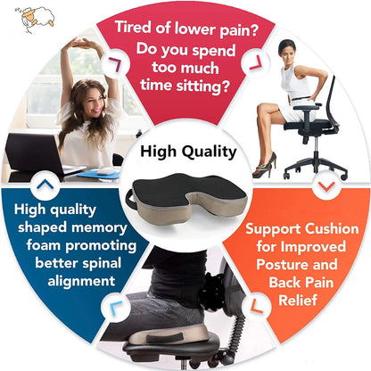 Para el cojinete de la ciática de espalda alivio de la silla de consignación de la oficina del asiento del asiento del asiento del asiento no deslizante espuma de memoria ortopédica cojín de coccyx