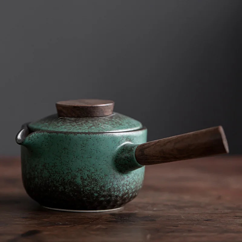 Black Pottery Side Handle Teapot Ebony Handle Simple Modern Household Filter Single Pot Ceramic Kung Fu Tea Set Customized Gift