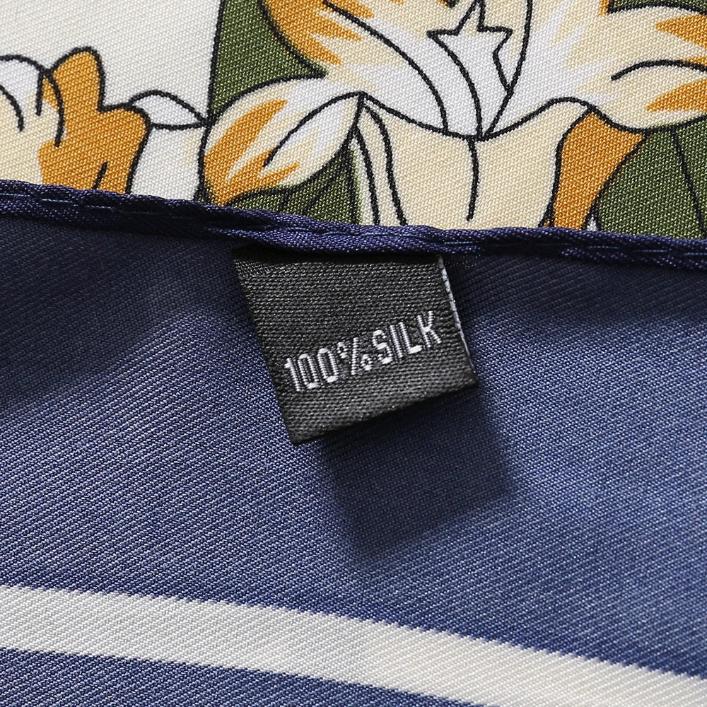 130 cm 100% Twill Seidenschals Luxus Blumenquadratschal