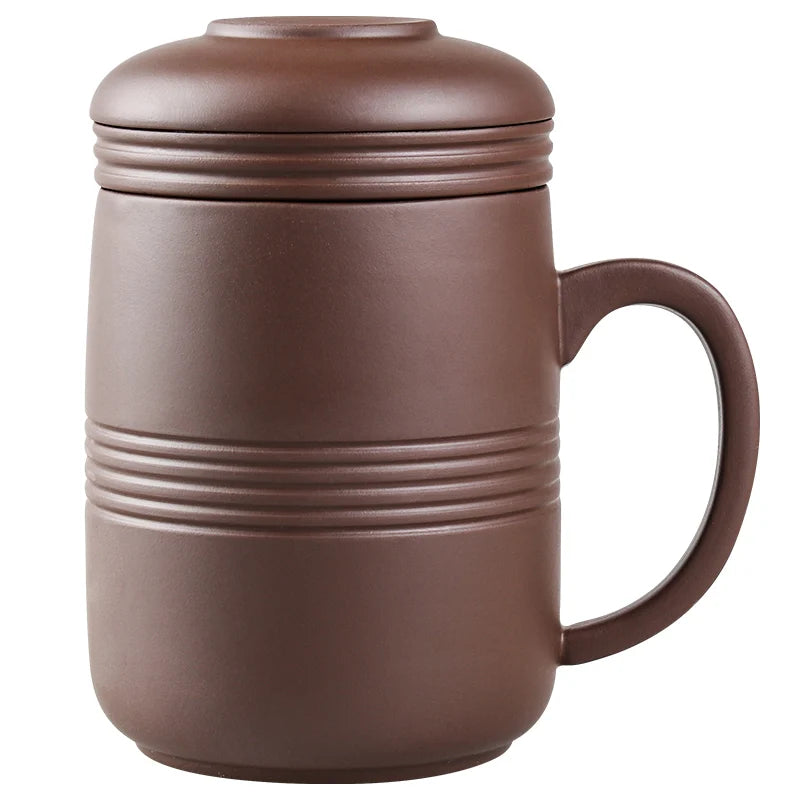 Yixing-Raw Ore Purple Sand Cup with Cover Filter Liner, Health Tea Cup, Pure Handmade Tea Cup, Office Cup, Kungfu Tea Set