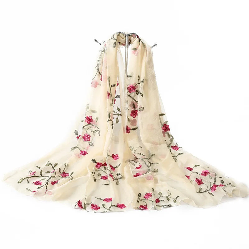 Gratë e Laven Plain Floral Gra të Qëndura Shalle Silk mbështjell