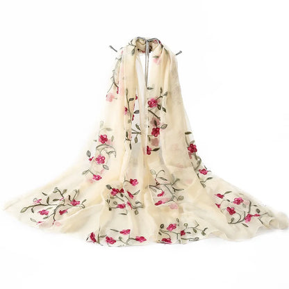 Gratë e Laven Plain Floral Gra të Qëndura Shalle Silk mbështjell