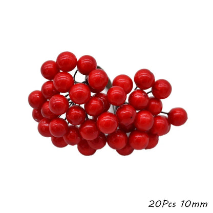 Tema vermelho Flor artificial Cherry Stamen Burries Bundle DIY Diy Decoração de Casamento Bolo de Casamento Caixa de Presente Decoração de Natal Decoração
