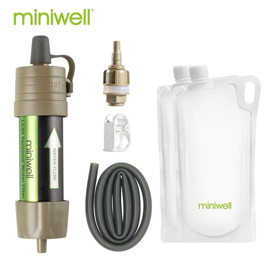 Miniwell L630 Kit Mbijetese e Filtrit të Ujit Portable në natyrë me çantë për kampe, shëtitje dhe udhëtime