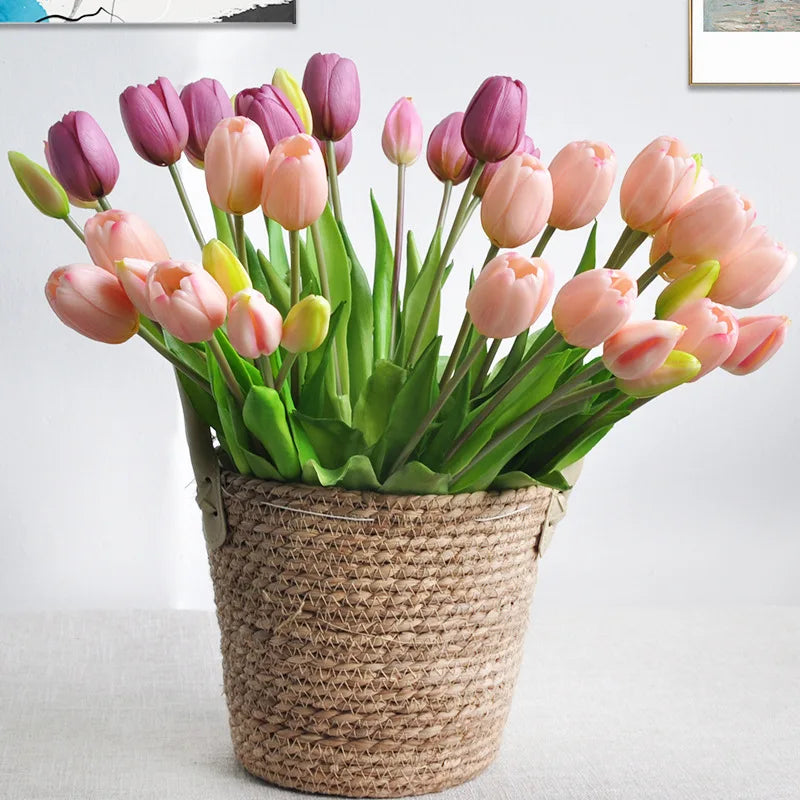 5pcs/buchet Nou Silicon Tulip Artificial Floare reală atingere Fake Flower Buchet pentru decorația de nuntă Flori Acasă Garen Decor