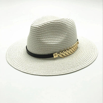 Hot Sell wide rig zomer strand zand zon hoed vrouwen mannen panama vintage fedora straw hoed mannen Britse stijl zonneschade stropcaps