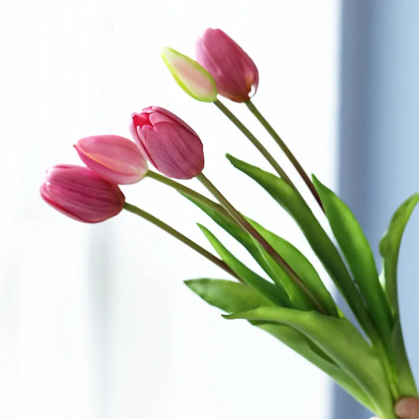Luxo Silicone Touch Tulips Tulips Bouquet Decorativo Flores Artificiais Decoração de Flores Artificiales