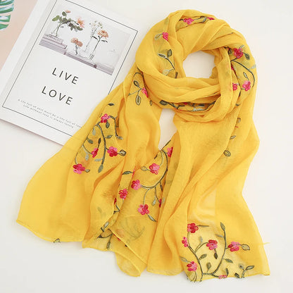 Gratë e Laven Plain Floral Gra të Qëndura Shalle Silk mbështjell