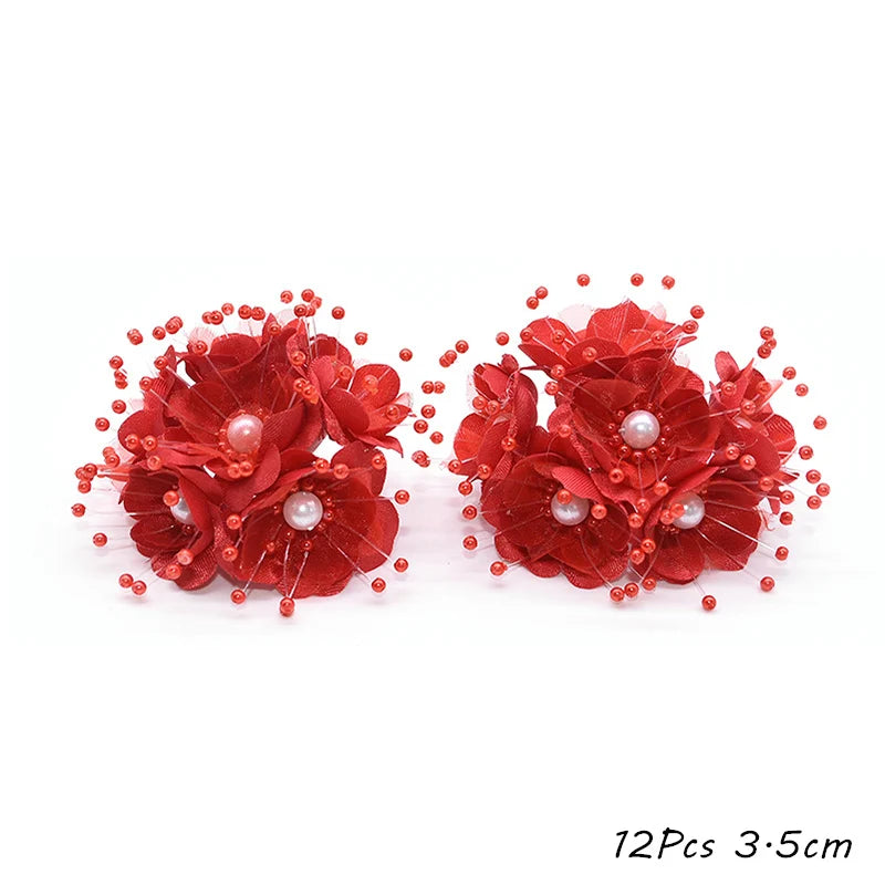 Tema vermelho Flor artificial Cherry Stamen Burries Bundle DIY Diy Decoração de Casamento Bolo de Casamento Caixa de Presente Decoração de Natal Decoração