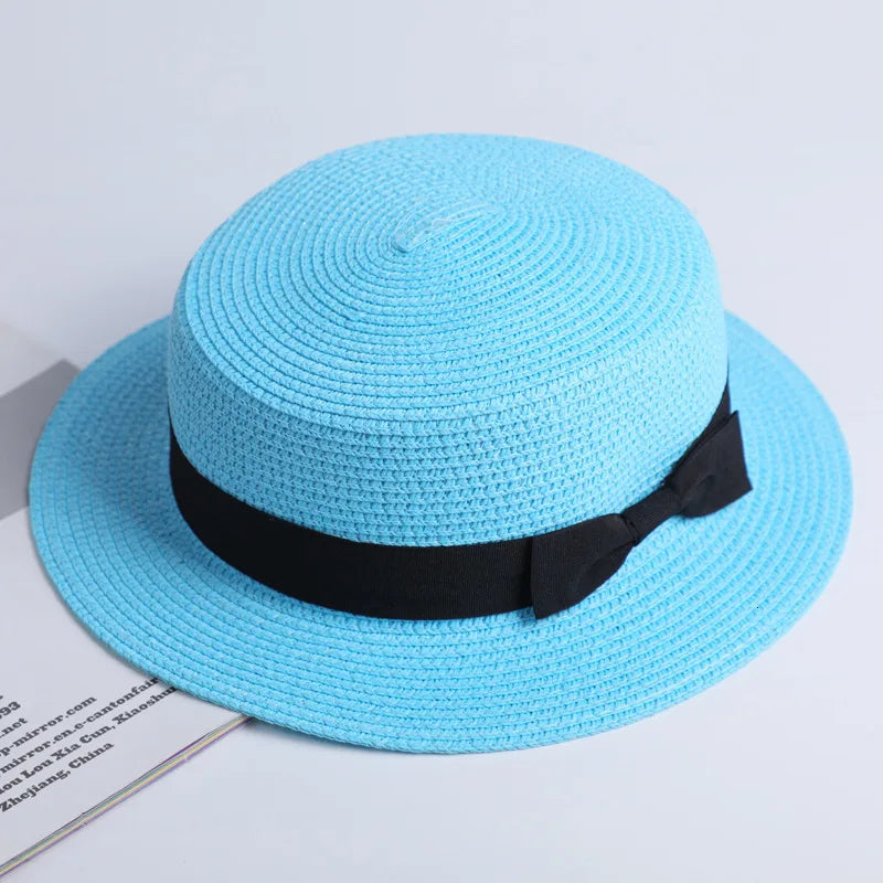 2021 heitt selja vor sumarströnd sandur foreldri-barn sun fedora stráhúfa konur flat toppur fedora hattur sólhlífar húfur