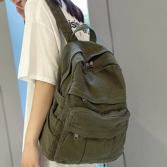 Girl Fabric School Bag New Fashion College Student Vintage Women Ryggsekk lerret Kvinne Laptop Bag Travel Kawaii Ladies Ryggsekk