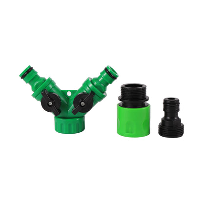 2-Way Garden Tap Water Splitter 1/2" 3/4" Female Thread Garden Hose Y Type Watering Adjustable Switch Water Controller Valve