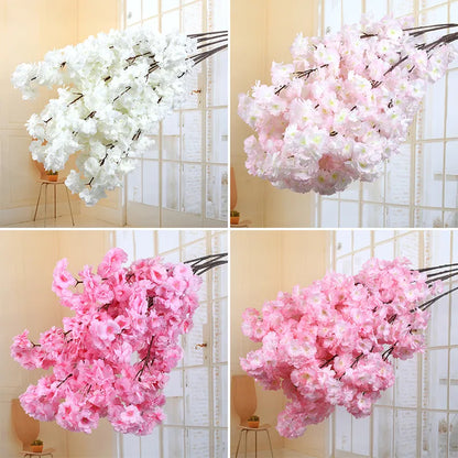 Cerezo artificial Blossom Rosa Cerezo Cerezo Flor de seda Spring Cherry Bonsai Arch Props de boda Decoración del hogar