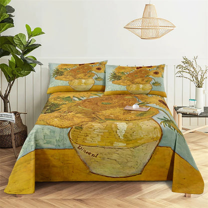 Smukke blomster mønster sengetøj ark hjem digital udskrivning polyester seng fladt ark med pillowcase print seng ark