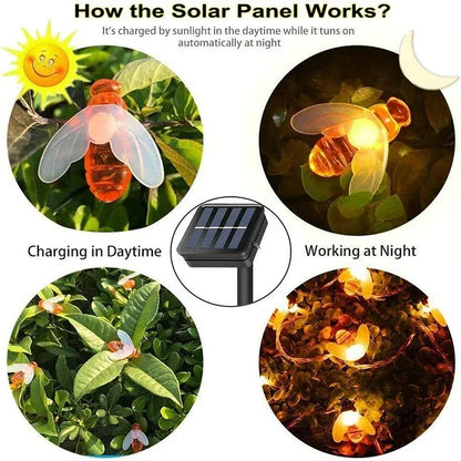 Luci a spicco di api solari per esterni fata chiodo chiodi ghitmas 8 modalità luce patio impermeabile per decorazioni per feste da giardino