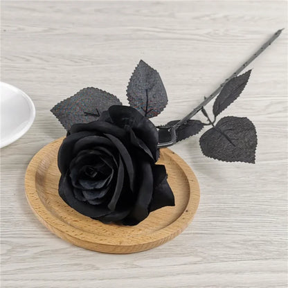 5pcs 8-9 cm de seda rosa preta rosa artificial cabeçalho de cabeça de casa de estar caseiro decoração de chritmas decoração de ano novo