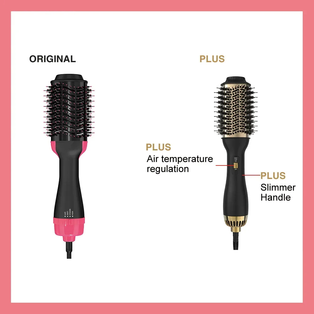 Lisapro Elegant Black Gold Hair Blow Dryer Brush and Volumizer & One-Step Hot Air Brush 2.0 fyrir þurrkun og rétta, og volumizing