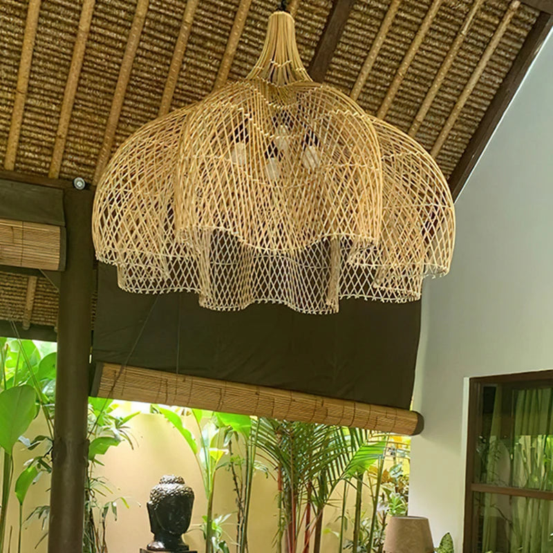 New Hight Quality Rattan Lamp Japanese Style Handmade Pendant Lights for Restaurant Hanglamp Dining Room Living Room Home Decor